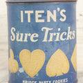 Lot 221 - Vintage Iten's Sure Tricks Bridge Party Cookies 1 Lb Advertising Tin, Iten Biscuit Company, Snow White Bakers, Midwest U.S.A.