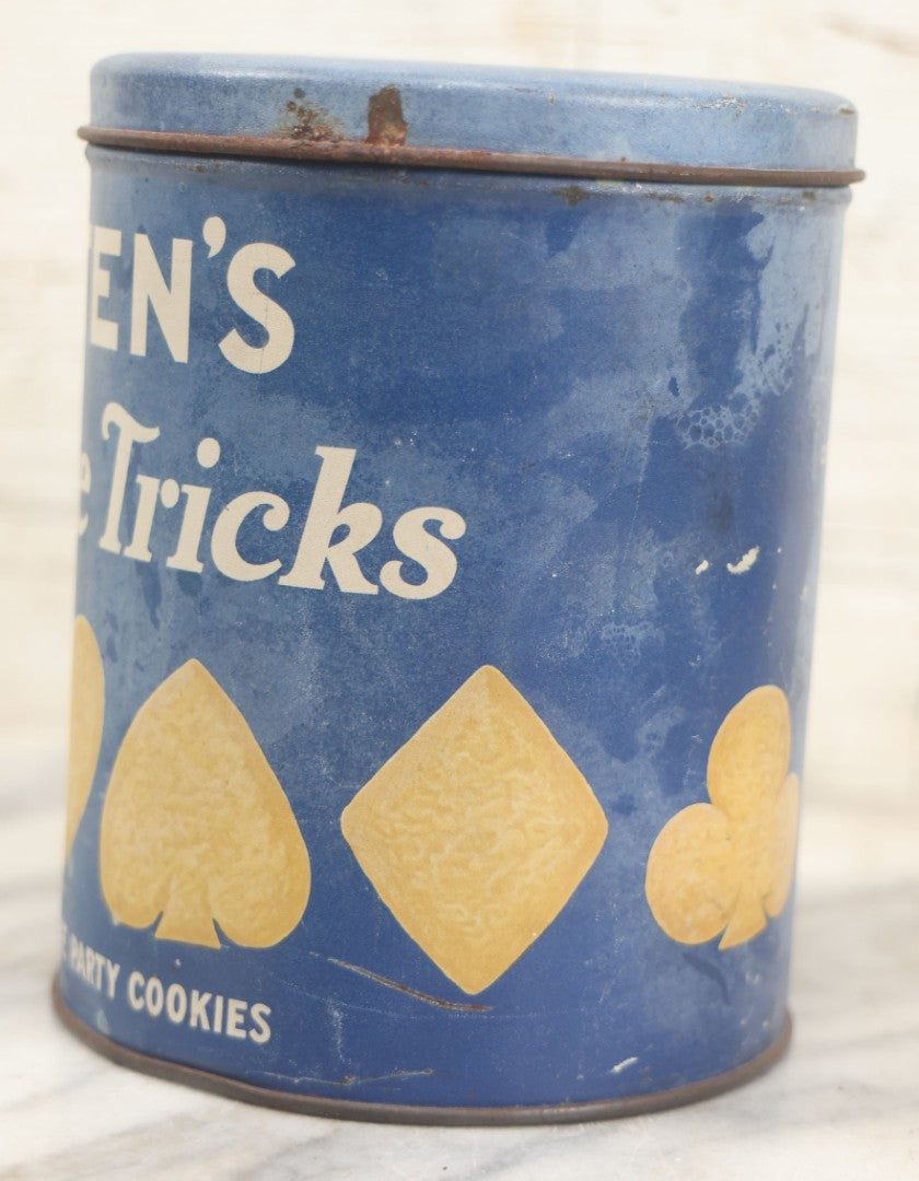 Lot 221 - Vintage Iten's Sure Tricks Bridge Party Cookies 1 Lb Advertising Tin, Iten Biscuit Company, Snow White B Akers, Midwest U.S.A.