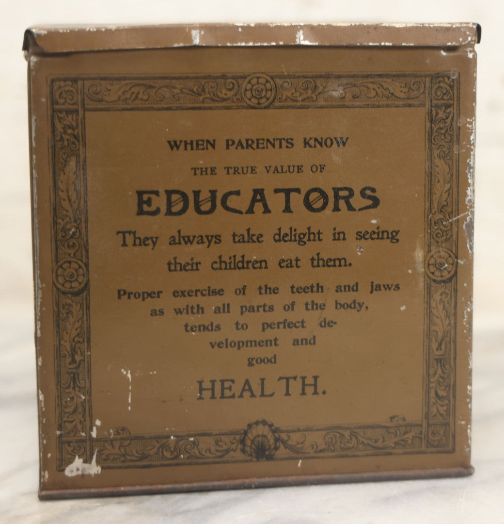 Lot 222 - Antique Dr. Johnson's Educator Crackers Advertising Tin, Johnson Educator Food Company, Boston, Mass