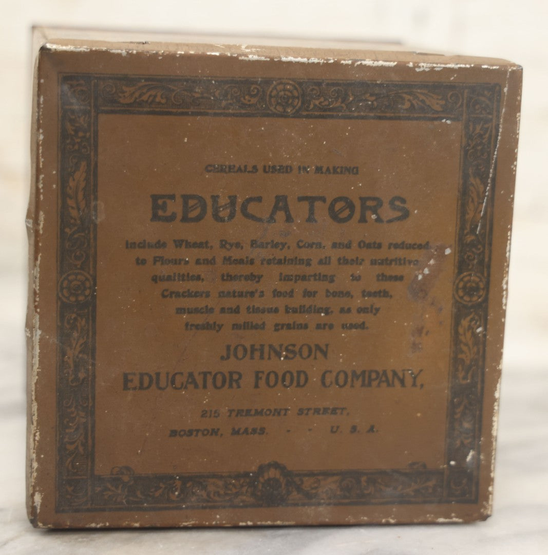 Lot 222 - Antique Dr. Johnson's Educator Crackers Advertising Tin, Johnson Educator Food Company, Boston, Mass