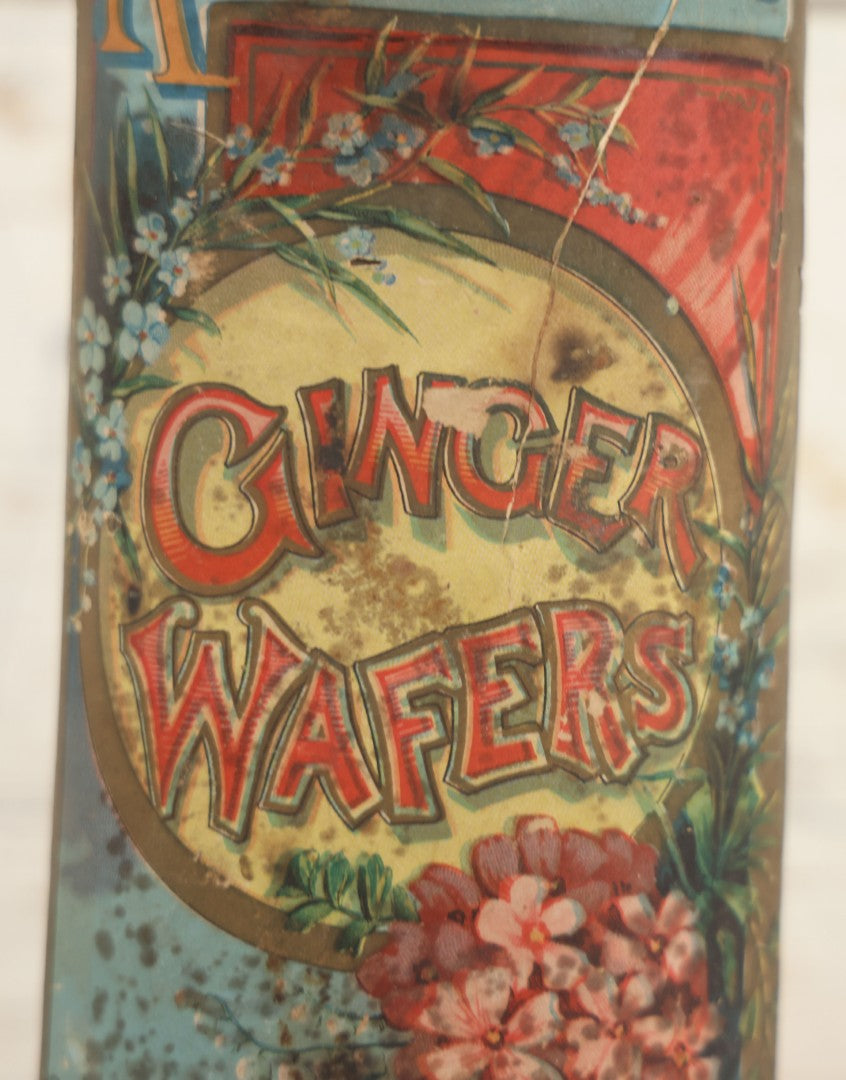 Lot 225 - Pair Of Antique Kennedy Cookie Advertising Tins, Including Kennedy's Malto-Bovine Biscuit And Kennedy's Ginger Wafers, With Paper Label, Cambridgeport, Massachusetts And Chicago, Illinois
