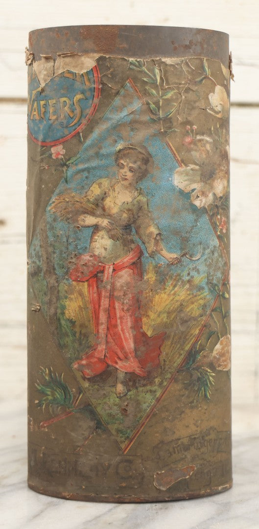 Lot 225 - Pair Of Antique Kennedy Cookie Advertising Tins, Including Kennedy's Malto-Bovine Biscuit And Kennedy's Ginger Wafers, With Paper Label, Cambridgeport, Massachusetts And Chicago, Illinois