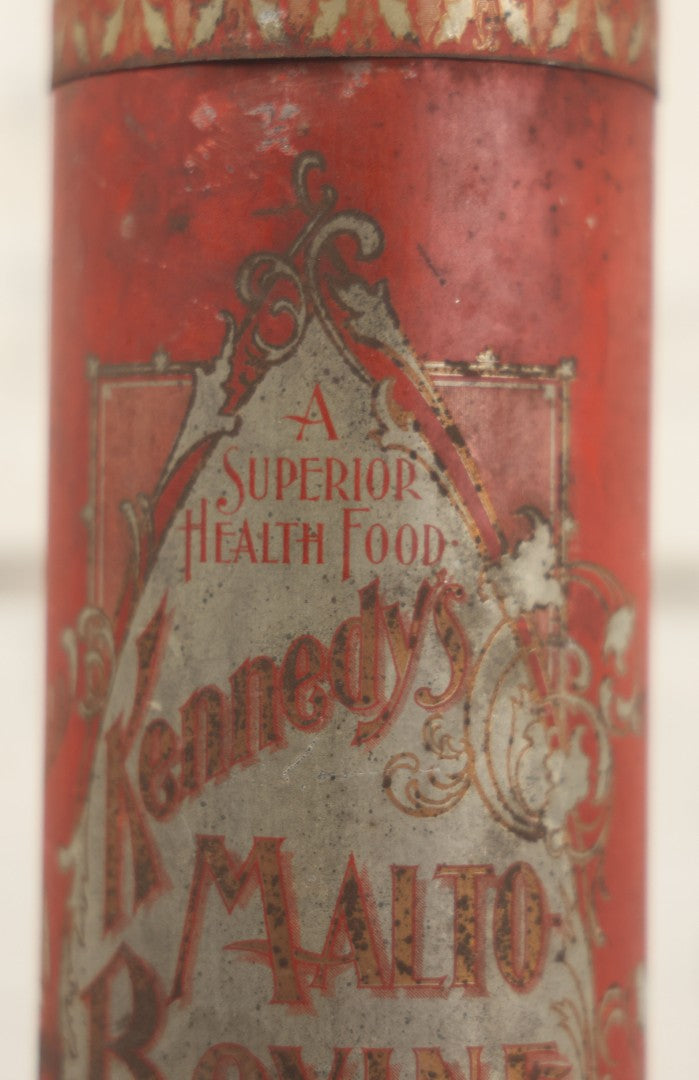 Lot 225 - Pair Of Antique Kennedy Cookie Advertising Tins, Including Kennedy's Malto-Bovine Biscuit And Kennedy's Ginger Wafers, With Paper Label, Cambridgeport, Massachusetts And Chicago, Illinois