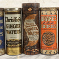 Lot 226 - Grouping Of Five Vintage Cookie And Wafer Tube Advertising Tins Including Beech-Nut Cookies, Christie's Ginger Wafers, Kennedy Ginger Wafers, Drake's Cookies, And Christie's Chocolate Wafers