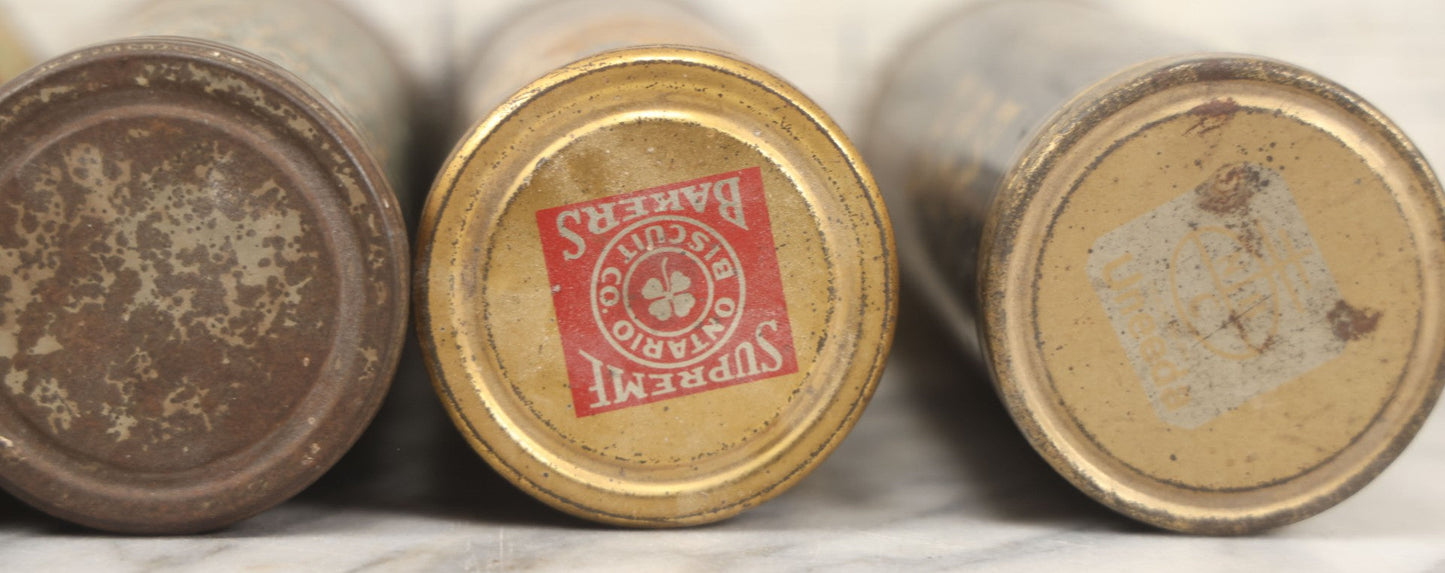 Lot 227 - Grouping Of Five Vintage Cookie And Wafer Tube Advertising Tins Including Famous Sugar Cookies, Ontario Chocolate Wafers, Famous Whole Wheat Cookies, Famous Ginger Wafers, And Famous Chocolate Wafers, National Biscuit Company