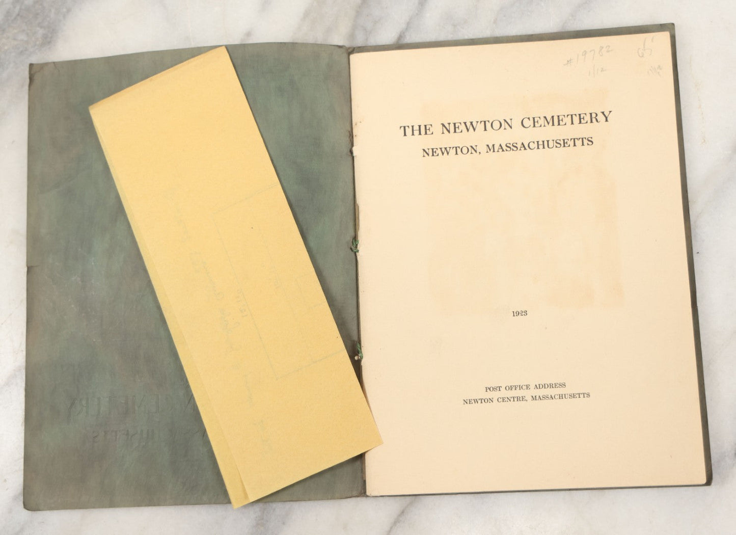 Lot 228 - Antique Ephemera Booklet, "The Newton Cemetery, Newton, Massachusetts," With Rules And Regulations, Photos, Map, 1923