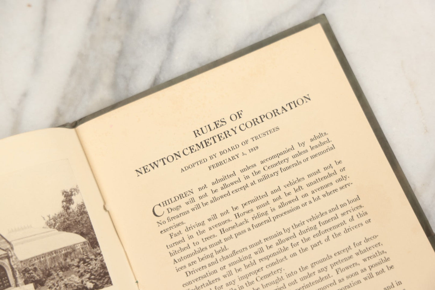 Lot 228 - Antique Ephemera Booklet, "The Newton Cemetery, Newton, Massachusetts," With Rules And Regulations, Photos, Map, 1923