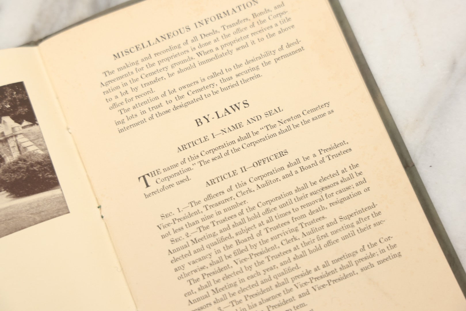 Lot 228 - Antique Ephemera Booklet, "The Newton Cemetery, Newton, Massachusetts," With Rules And Regulations, Photos, Map, 1923