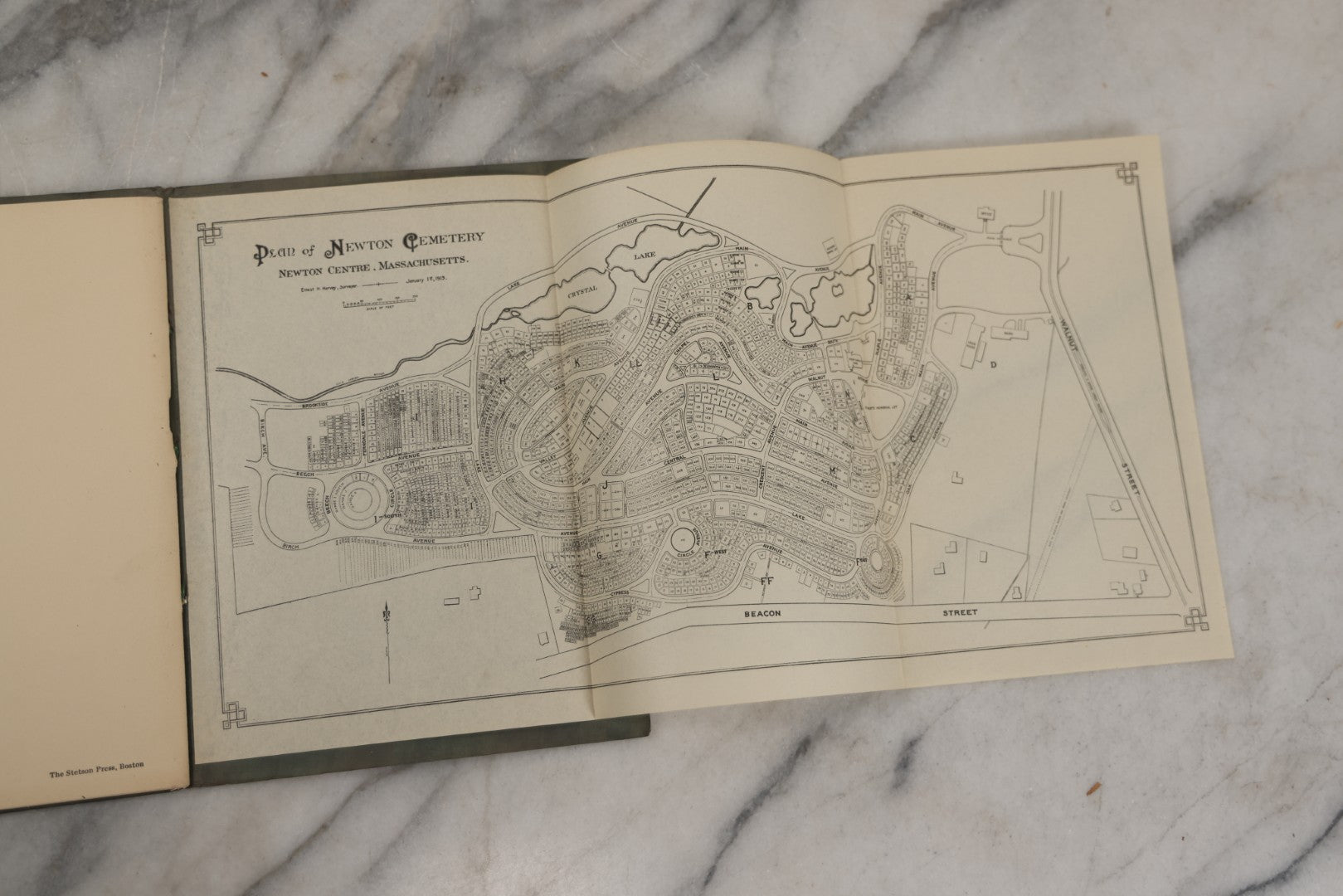 Lot 228 - Antique Ephemera Booklet, "The Newton Cemetery, Newton, Massachusetts," With Rules And Regulations, Photos, Map, 1923