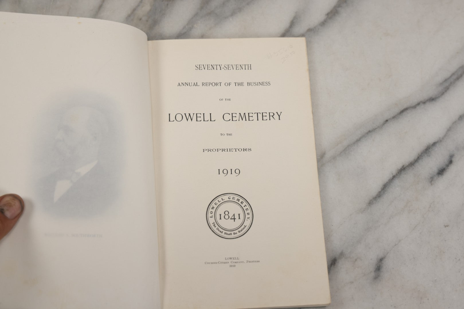 Lot 229 - Antique Ephemera Booklet, "Lowell Cemetery Annual Report," 77Th Annual Report, With Photos, 1919