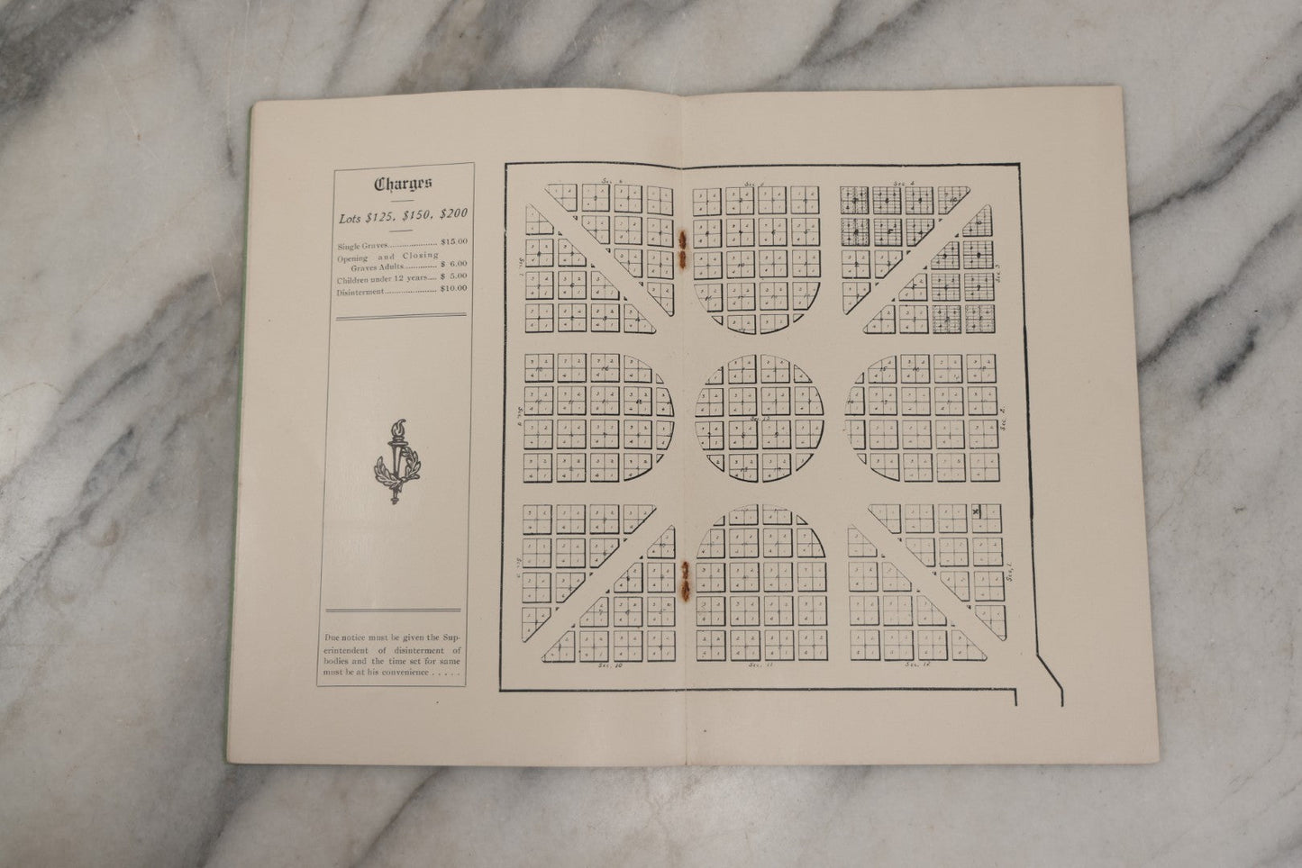 Lot 230 - Antique Ephemera Booklet, "Greenwood Cemetery, Phoenix, Arizona" Maricopa County, With Photos, Rules, Regulations, Photo, Map