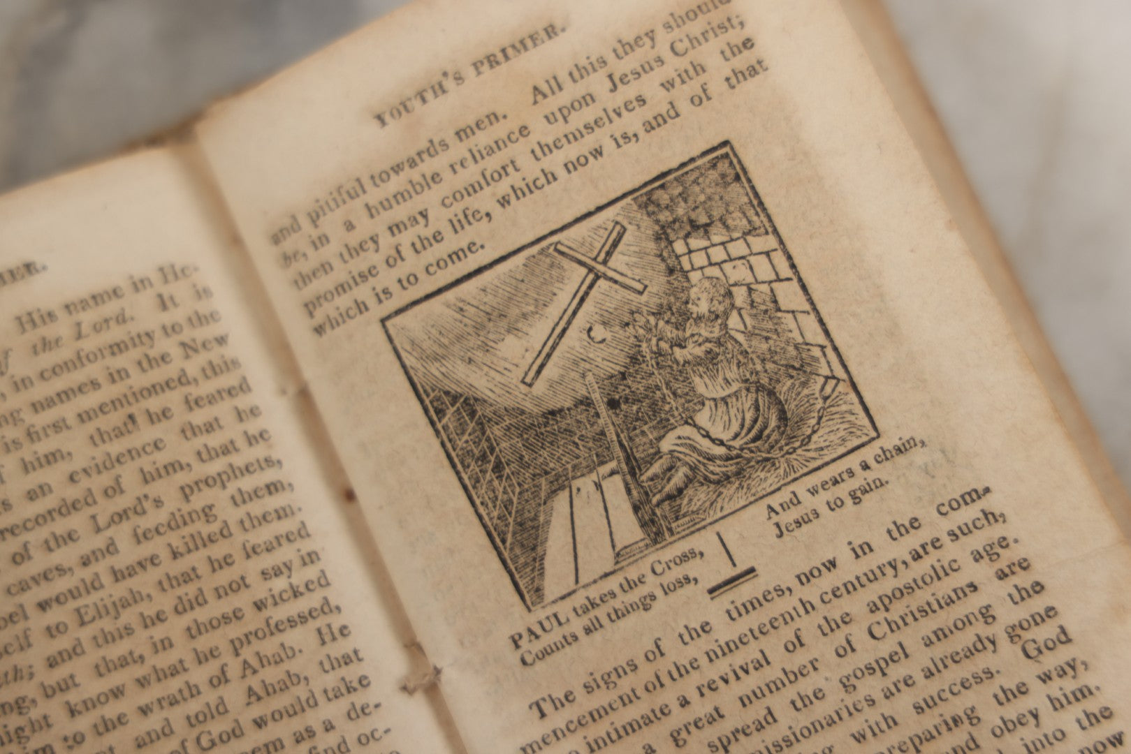 Lot 232 - "The Youth's Primer" Early Antique Soft Cover Booklet By Jonathan Fisher, Minister Of Gospel At Blue Hill, Maine, "Adorned With Cuts," Samuel T. Armstrong, Publisher, Boston, 1817