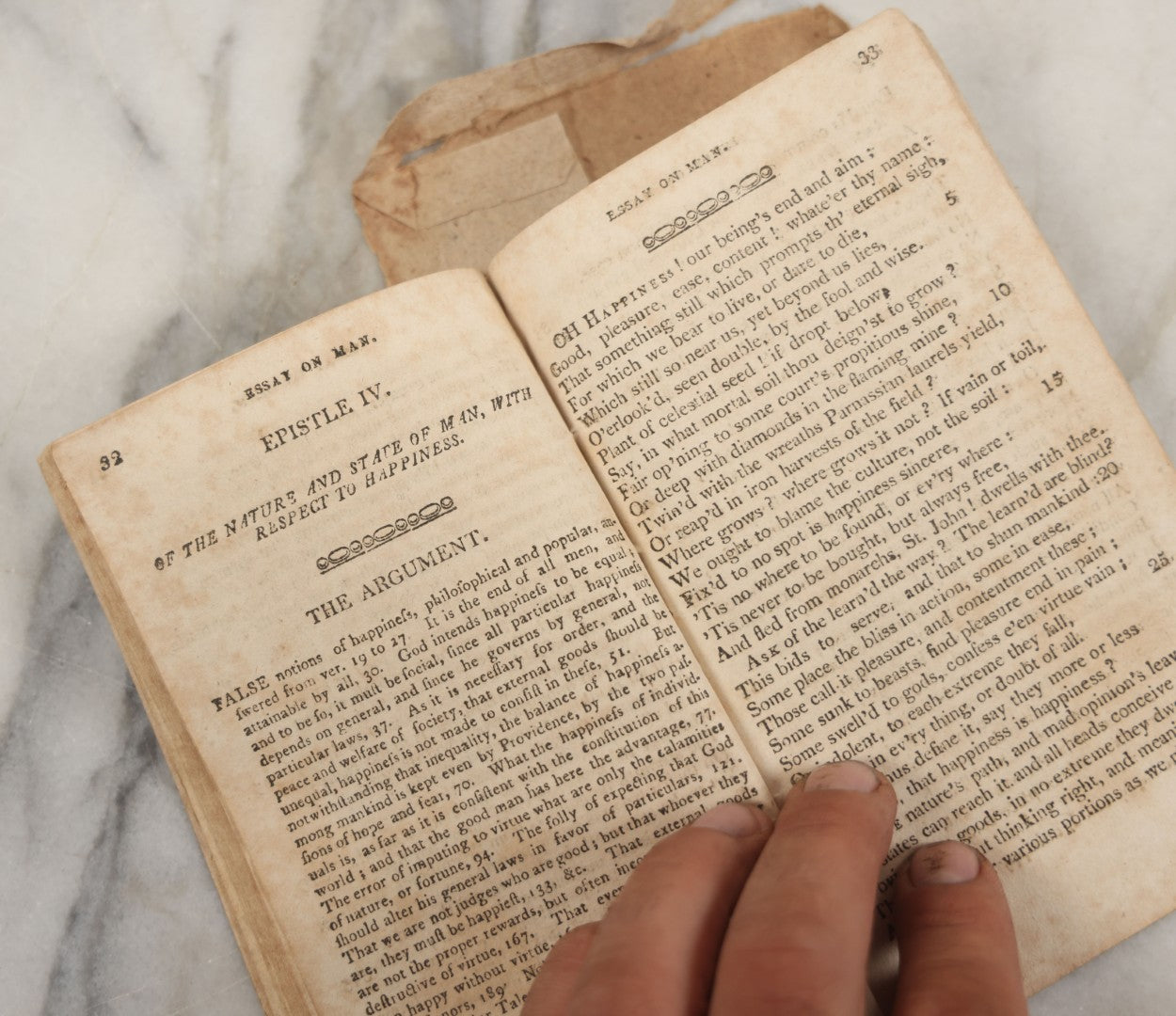 Lot 233 - "Essay On Man: In Four Epistles, To Which Is Added The Universal Prayer" Early Antique Soft Cover Booklet By Alexander Pope, Esquire, Printed By Salmon Wilder, Jaffrey, New Hampshire, 1813, With Original Paper Sleeve
