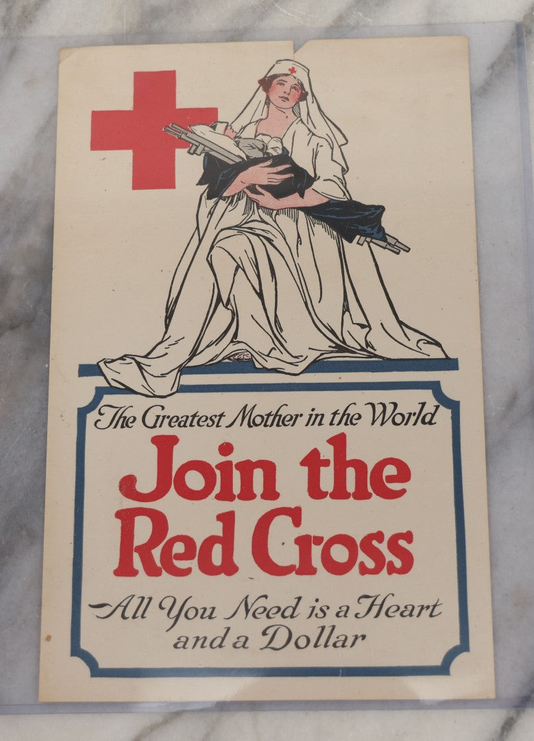 Lot 234 - Antique World War One Era Red Cross Small Size Lithograph Poster, "The Greatest Mother In The World, Join The Red Cross"