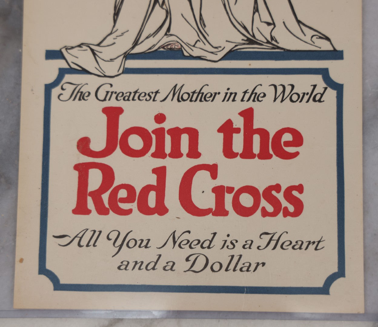 Lot 234 - Antique World War One Era Red Cross Small Size Lithograph Poster, "The Greatest Mother In The World, Join The Red Cross"