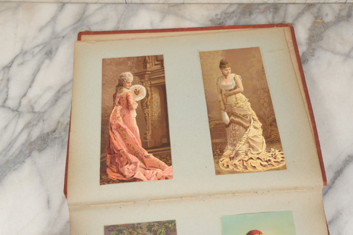 Lot 238 - Antique Victorian Scrapbook Containing Approximately Pieces, Mostly Bold Chromolithographs Of Beautiful Women, Nicely Organized