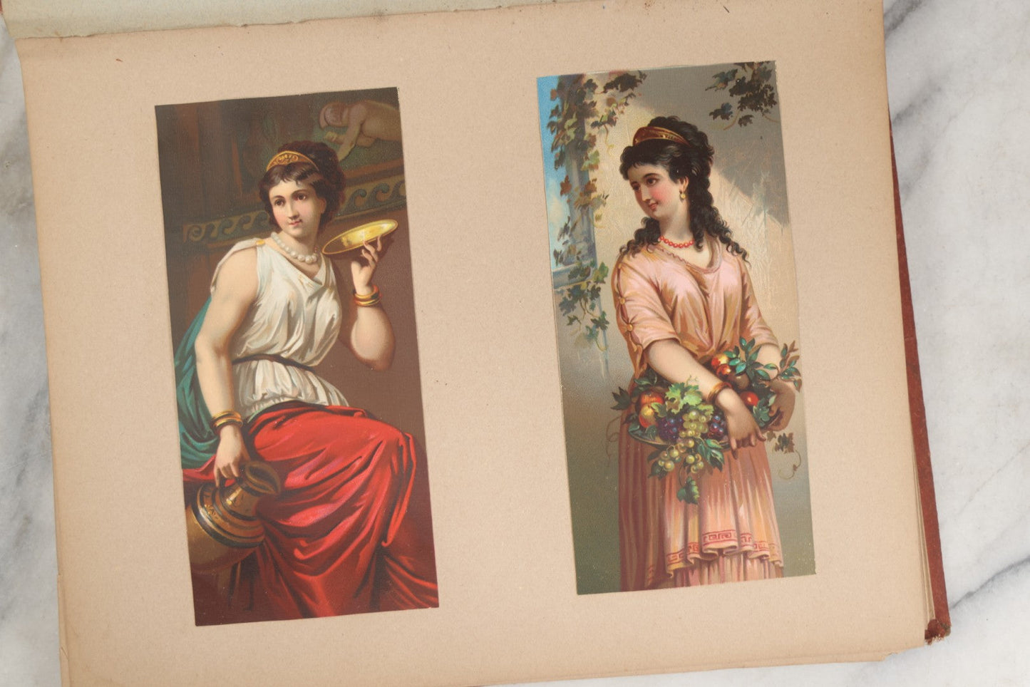 Lot 238 - Antique Victorian Scrapbook Containing Approximately Pieces, Mostly Bold Chromolithographs Of Beautiful Women, Nicely Organized