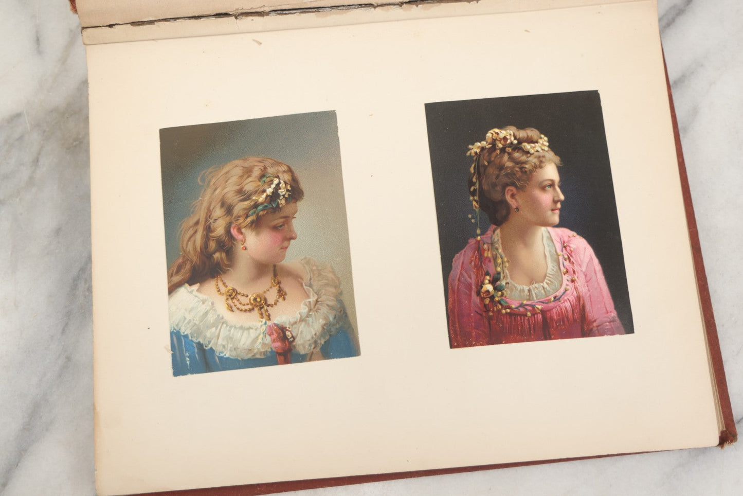 Lot 238 - Antique Victorian Scrapbook Containing Approximately Pieces, Mostly Bold Chromolithographs Of Beautiful Women, Nicely Organized