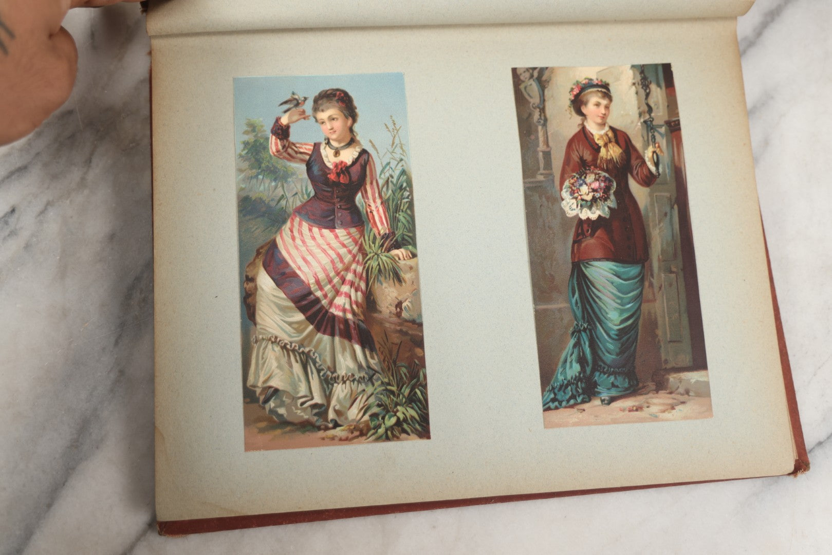 Lot 238 - Antique Victorian Scrapbook Containing Approximately Pieces, Mostly Bold Chromolithographs Of Beautiful Women, Nicely Organized