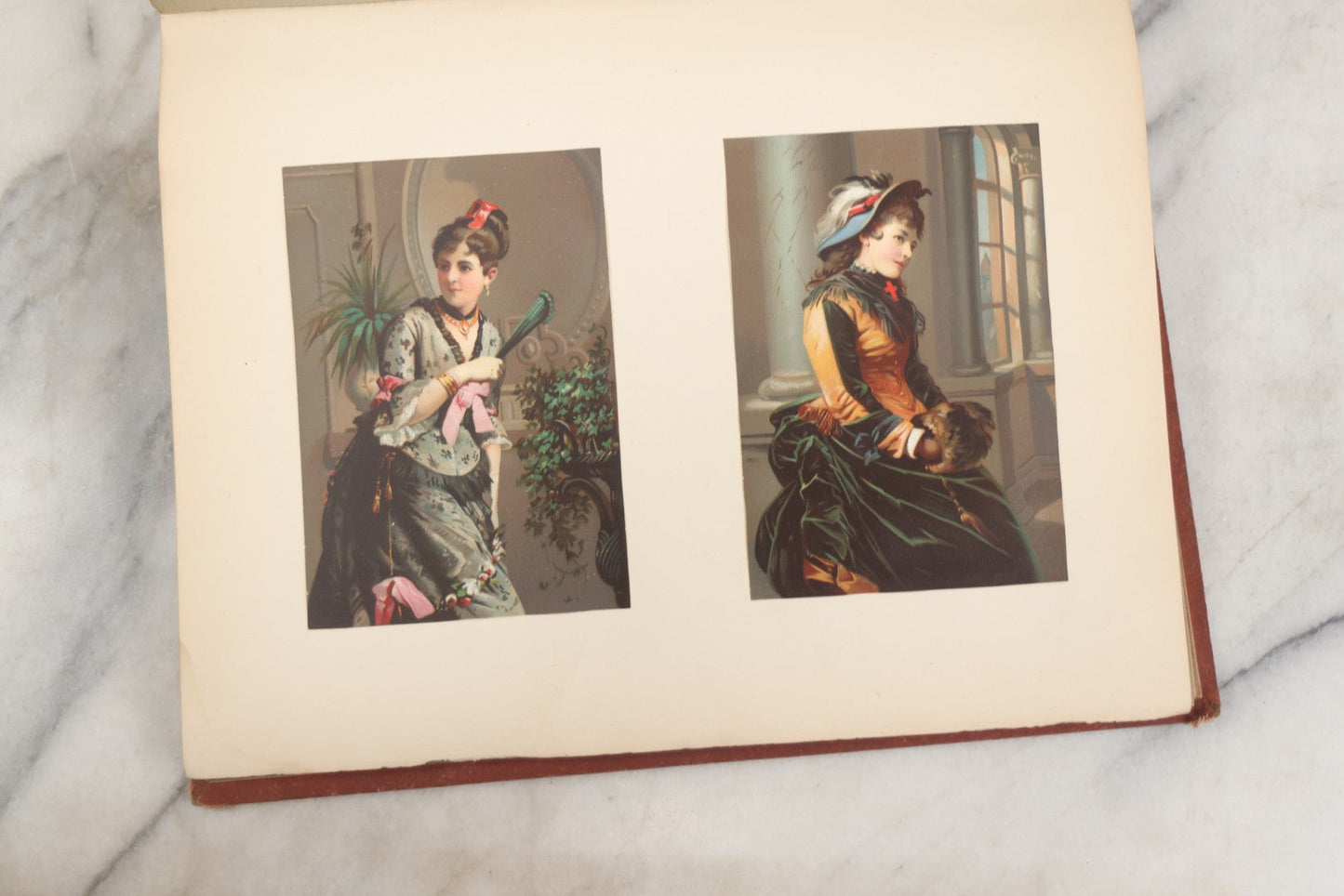Lot 238 - Antique Victorian Scrapbook Containing Approximately Pieces, Mostly Bold Chromolithographs Of Beautiful Women, Nicely Organized