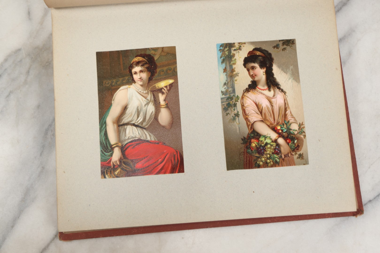 Lot 238 - Antique Victorian Scrapbook Containing Approximately Pieces, Mostly Bold Chromolithographs Of Beautiful Women, Nicely Organized