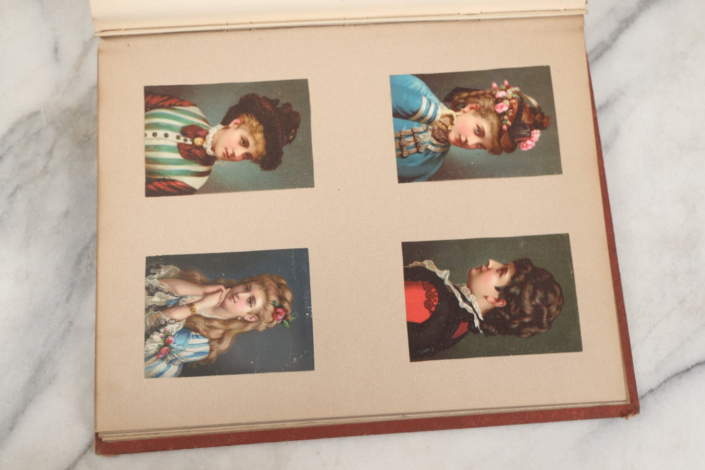 Lot 238 - Antique Victorian Scrapbook Containing Approximately Pieces, Mostly Bold Chromolithographs Of Beautiful Women, Nicely Organized