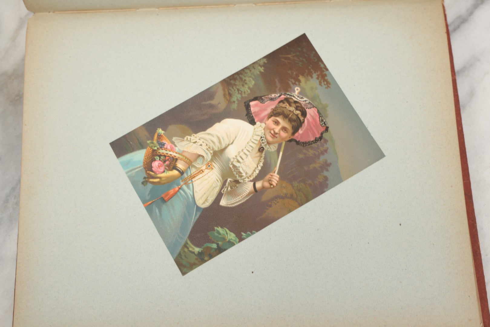 Lot 238 - Antique Victorian Scrapbook Containing Approximately Pieces, Mostly Bold Chromolithographs Of Beautiful Women, Nicely Organized