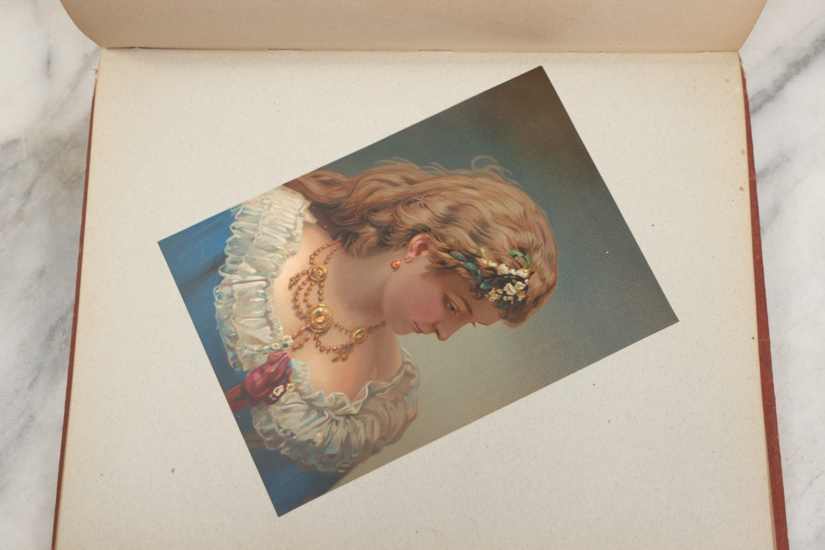 Lot 238 - Antique Victorian Scrapbook Containing Approximately Pieces, Mostly Bold Chromolithographs Of Beautiful Women, Nicely Organized
