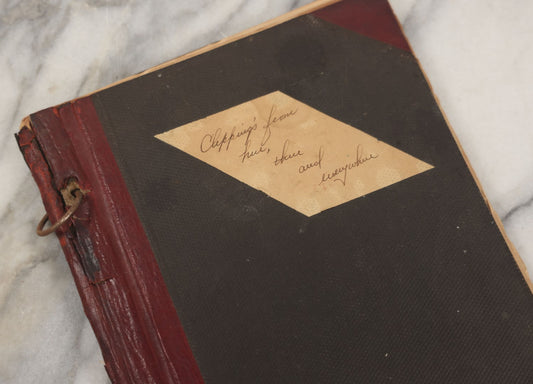 Lot 239 - Antique Early 20th Century Newspaper Scrapbook, "Clippings From Here, There, And Everywhere," Mostly Concerning Lincoln, Massachusetts, Post World War One, 1919