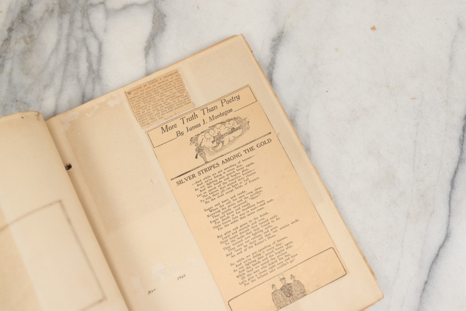 Lot 239 - Antique Early 20th Century Newspaper Scrapbook, "Clippings From Here, There, And Everywhere," Mostly Concerning Lincoln, Massachusetts, Post World War One, 1919