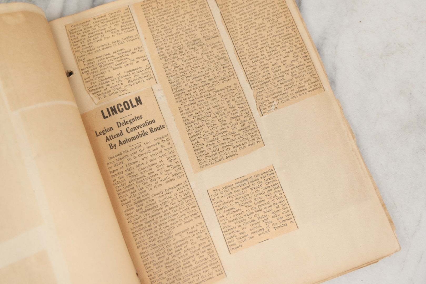 Lot 239 - Antique Early 20th Century Newspaper Scrapbook, "Clippings From Here, There, And Everywhere," Mostly Concerning Lincoln, Massachusetts, Post World War One, 1919