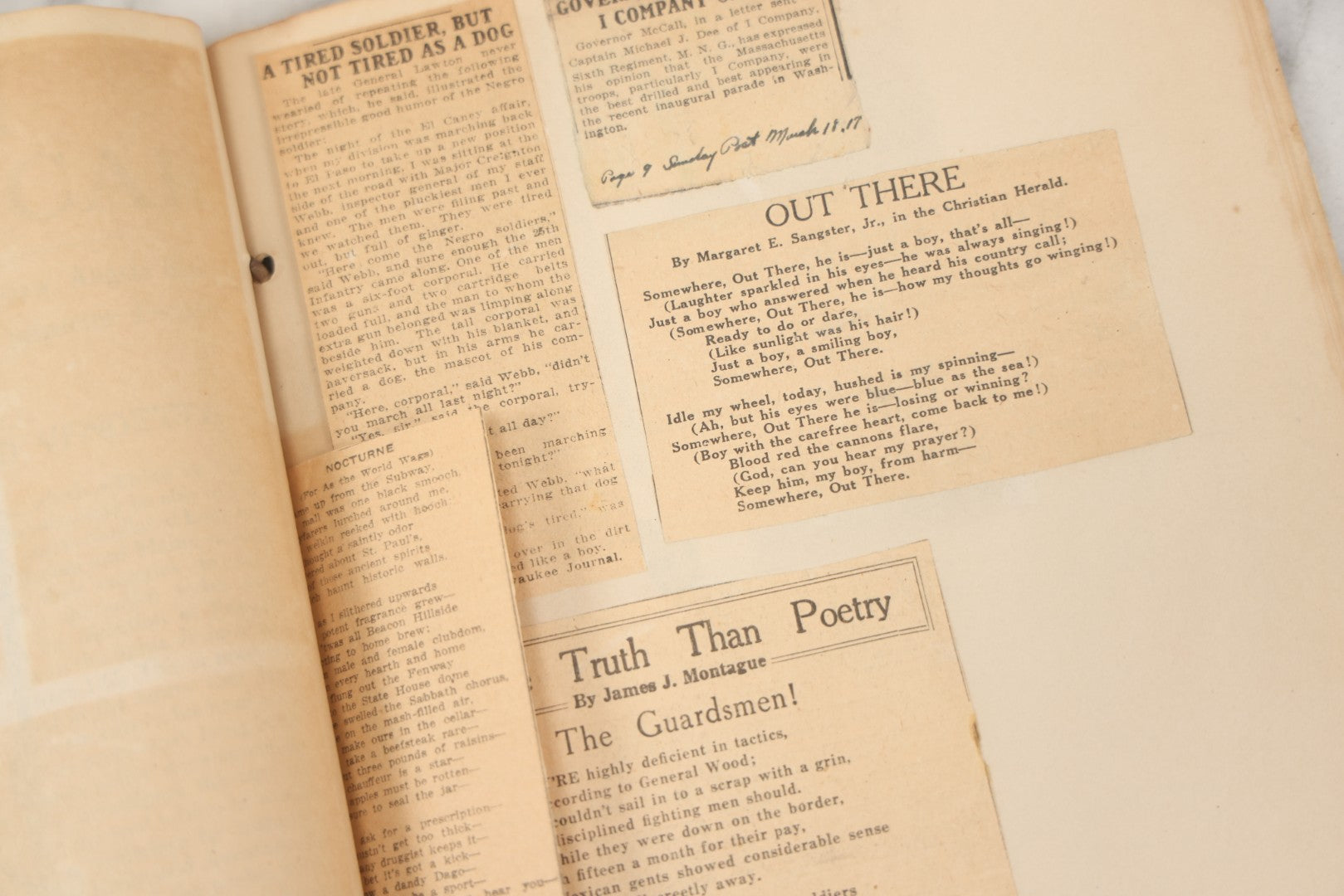 Lot 239 - Antique Early 20th Century Newspaper Scrapbook, "Clippings From Here, There, And Everywhere," Mostly Concerning Lincoln, Massachusetts, Post World War One, 1919