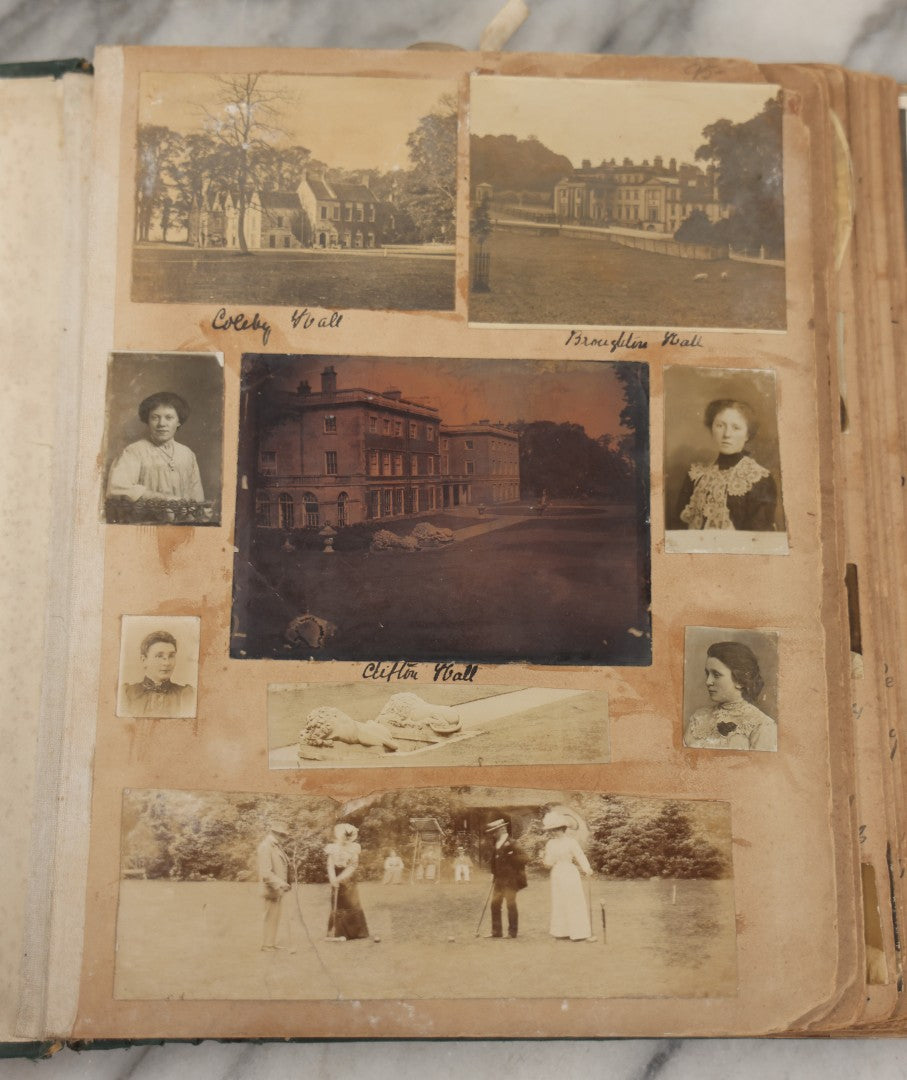 Lot 240 - Antique Snapshot Photo Album And Scrapbook Containing Dozens Of Scraps, Photos, Handwritten Poems And Entries, Watercolor And Other Paintings And Drawings, Circa 1905