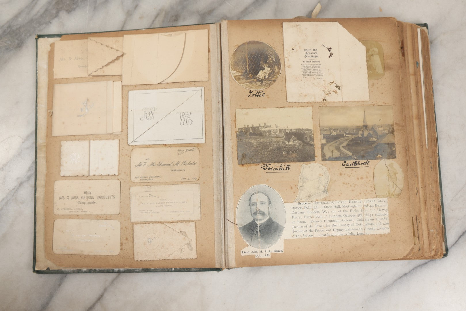 Lot 240 - Antique Snapshot Photo Album And Scrapbook Containing Dozens Of Scraps, Photos, Handwritten Poems And Entries, Watercolor And Other Paintings And Drawings, Circa 1905