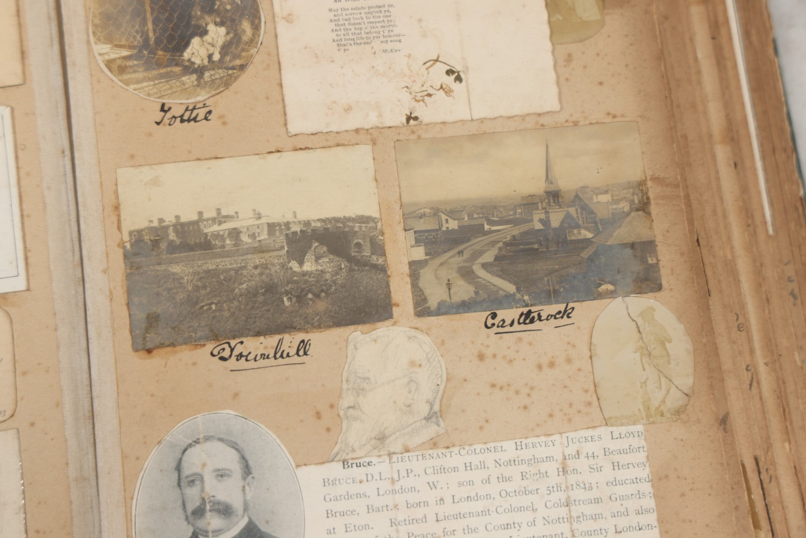 Lot 240 - Antique Snapshot Photo Album And Scrapbook Containing Dozens Of Scraps, Photos, Handwritten Poems And Entries, Watercolor And Other Paintings And Drawings, Circa 1905