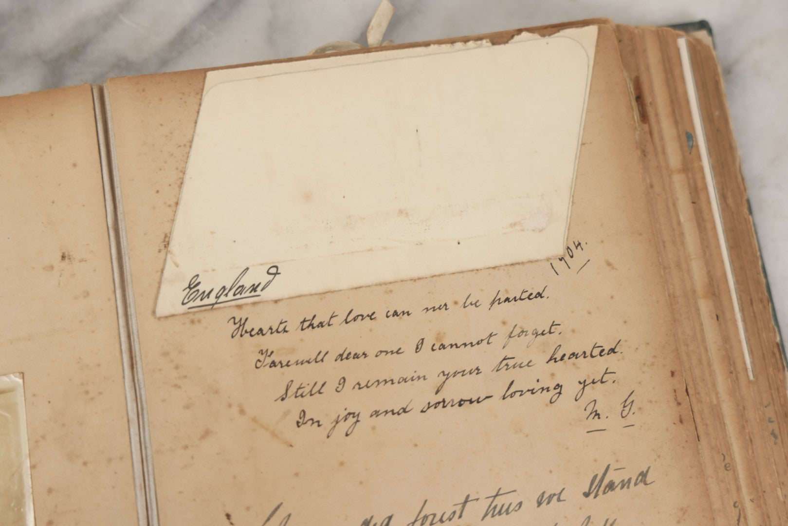 Lot 240 - Antique Snapshot Photo Album And Scrapbook Containing Dozens Of Scraps, Photos, Handwritten Poems And Entries, Watercolor And Other Paintings And Drawings, Circa 1905