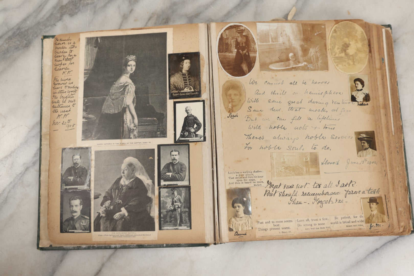 Lot 240 - Antique Snapshot Photo Album And Scrapbook Containing Dozens Of Scraps, Photos, Handwritten Poems And Entries, Watercolor And Other Paintings And Drawings, Circa 1905