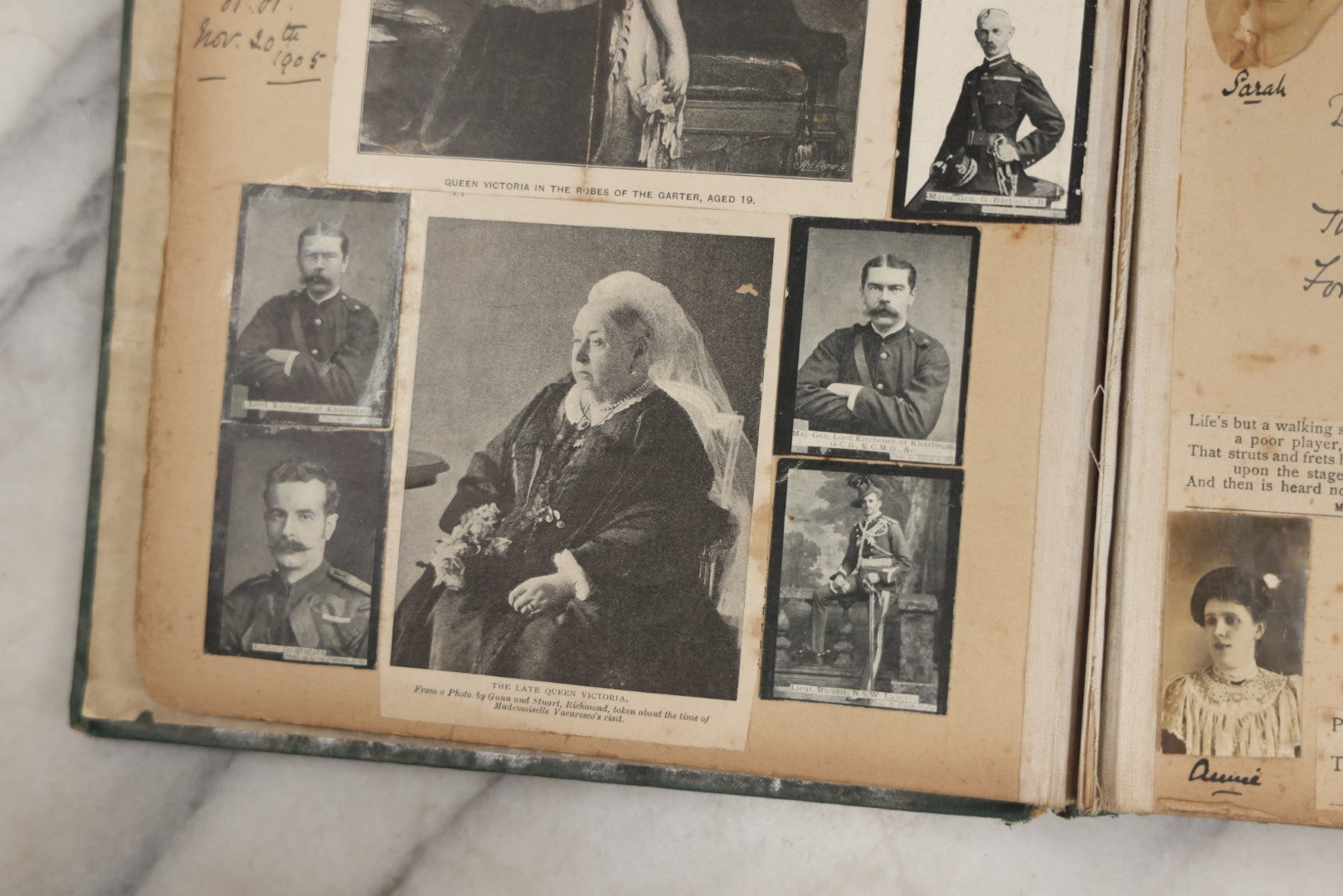 Lot 240 - Antique Snapshot Photo Album And Scrapbook Containing Dozens Of Scraps, Photos, Handwritten Poems And Entries, Watercolor And Other Paintings And Drawings, Circa 1905