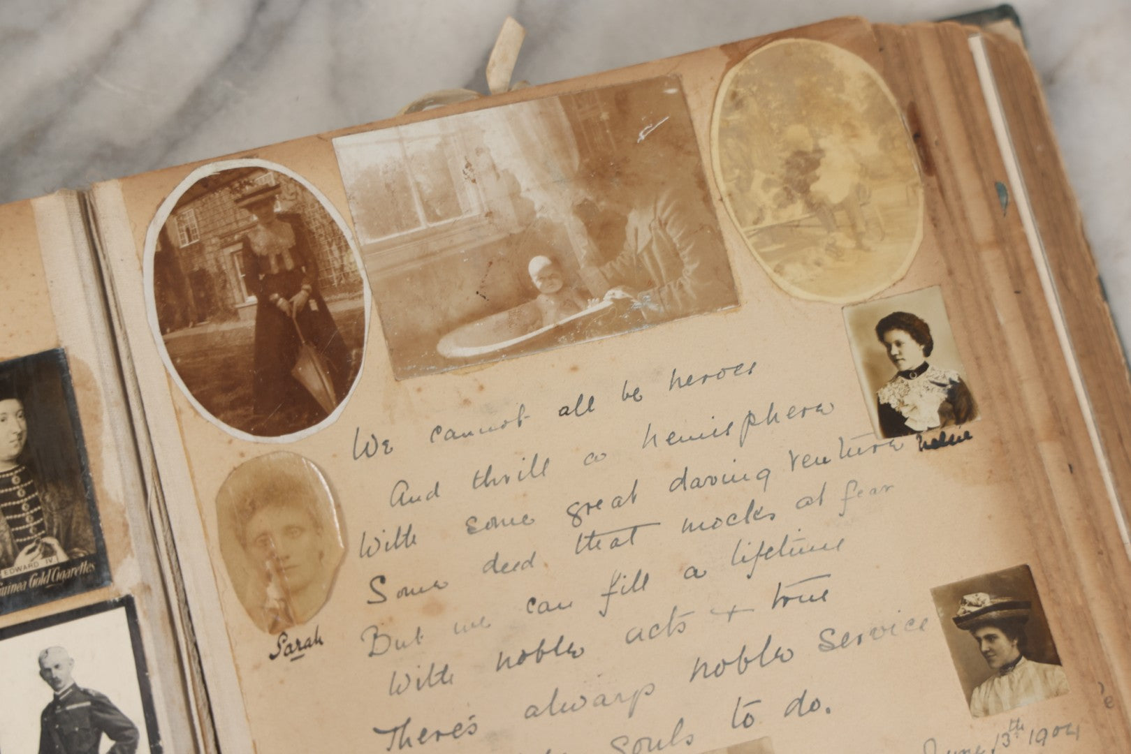 Lot 240 - Antique Snapshot Photo Album And Scrapbook Containing Dozens Of Scraps, Photos, Handwritten Poems And Entries, Watercolor And Other Paintings And Drawings, Circa 1905