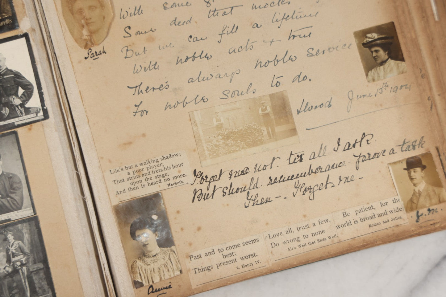 Lot 240 - Antique Snapshot Photo Album And Scrapbook Containing Dozens Of Scraps, Photos, Handwritten Poems And Entries, Watercolor And Other Paintings And Drawings, Circa 1905