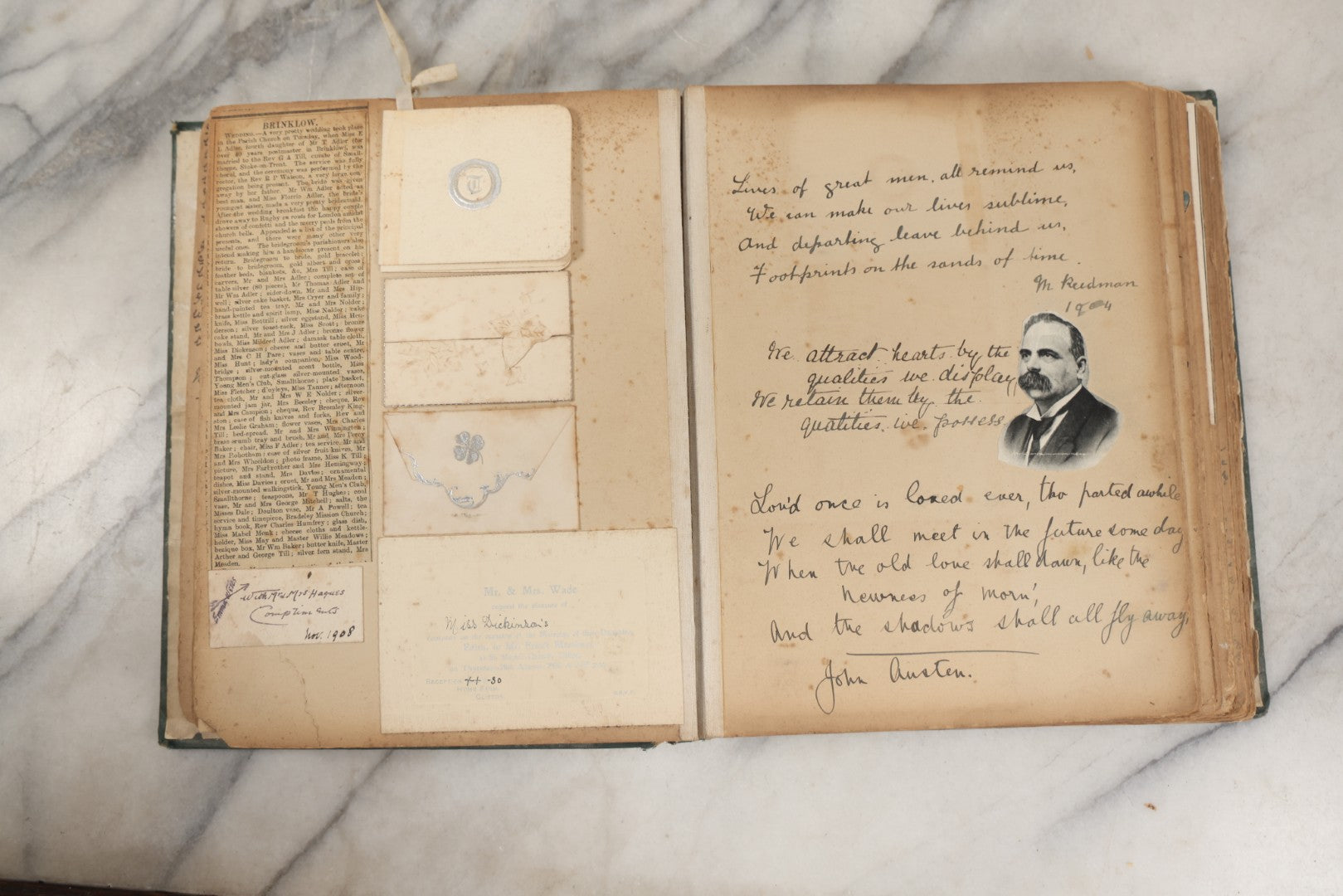 Lot 240 - Antique Snapshot Photo Album And Scrapbook Containing Dozens Of Scraps, Photos, Handwritten Poems And Entries, Watercolor And Other Paintings And Drawings, Circa 1905