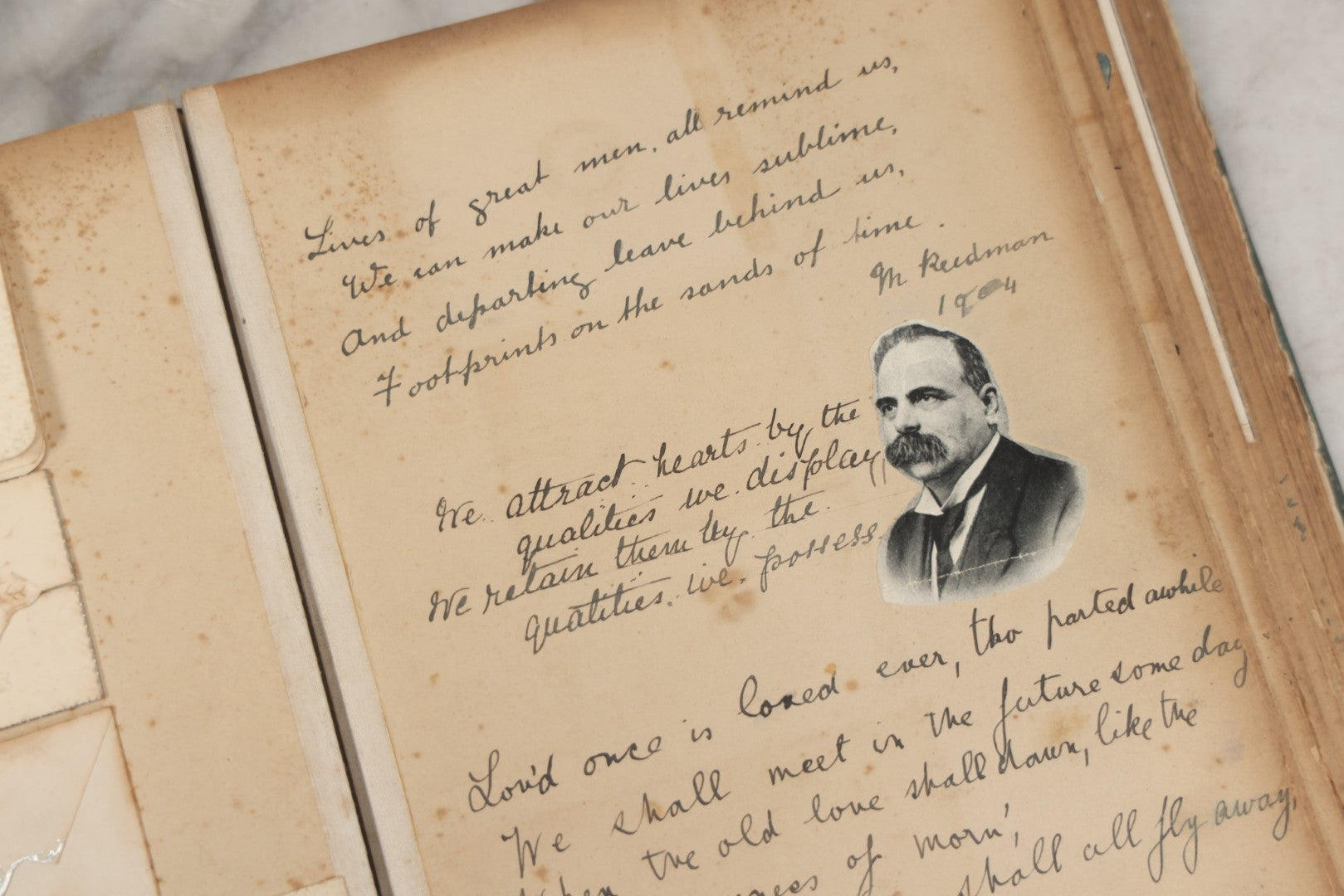 Lot 240 - Antique Snapshot Photo Album And Scrapbook Containing Dozens Of Scraps, Photos, Handwritten Poems And Entries, Watercolor And Other Paintings And Drawings, Circa 1905