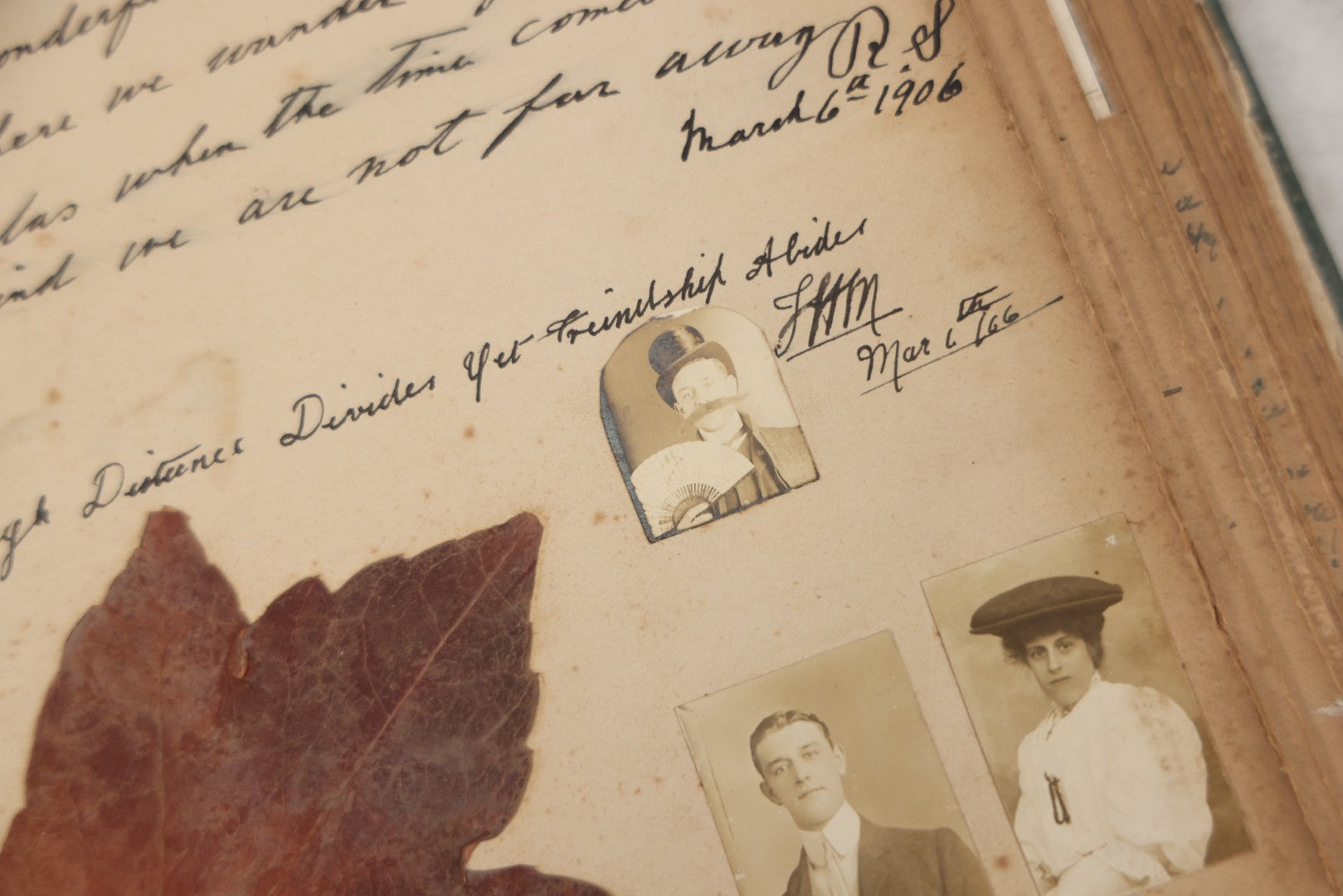 Lot 240 - Antique Snapshot Photo Album And Scrapbook Containing Dozens Of Scraps, Photos, Handwritten Poems And Entries, Watercolor And Other Paintings And Drawings, Circa 1905