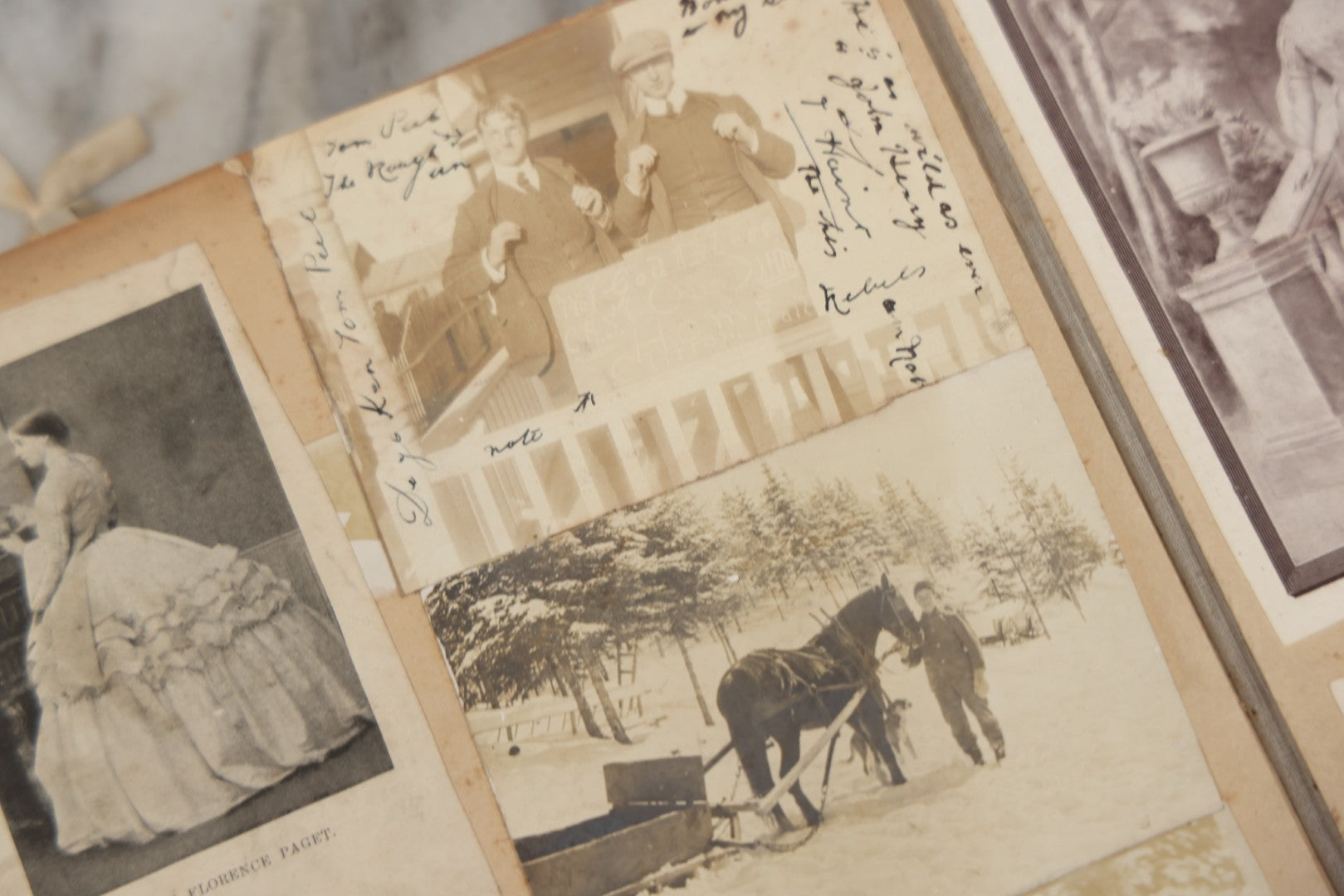 Lot 240 - Antique Snapshot Photo Album And Scrapbook Containing Dozens Of Scraps, Photos, Handwritten Poems And Entries, Watercolor And Other Paintings And Drawings, Circa 1905