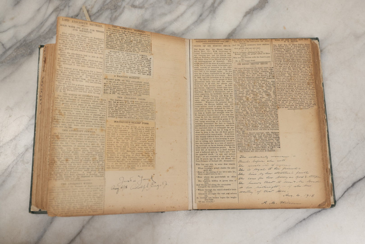 Lot 240 - Antique Snapshot Photo Album And Scrapbook Containing Dozens Of Scraps, Photos, Handwritten Poems And Entries, Watercolor And Other Paintings And Drawings, Circa 1905