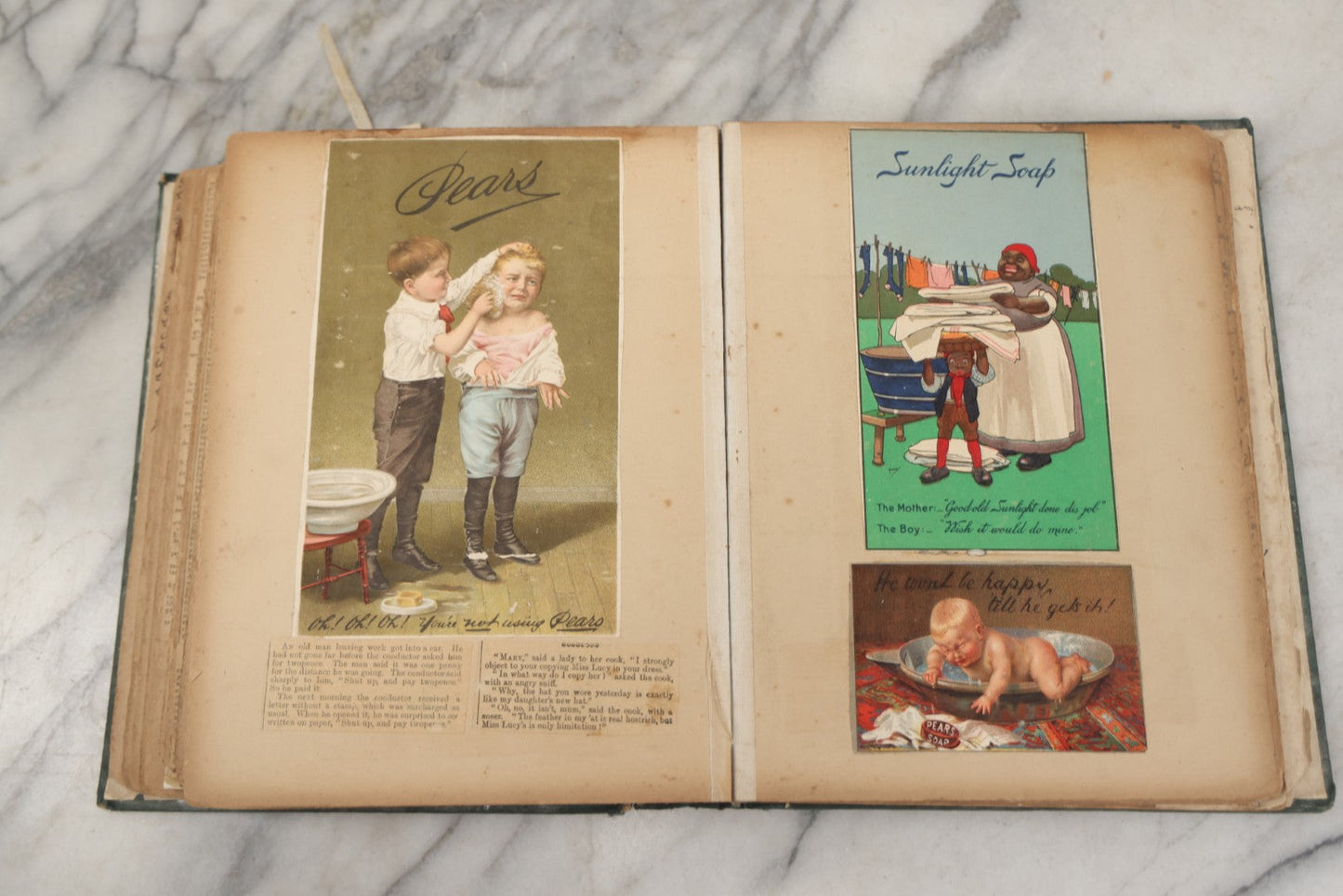 Lot 240 - Antique Snapshot Photo Album And Scrapbook Containing Dozens Of Scraps, Photos, Handwritten Poems And Entries, Watercolor And Other Paintings And Drawings, Circa 1905