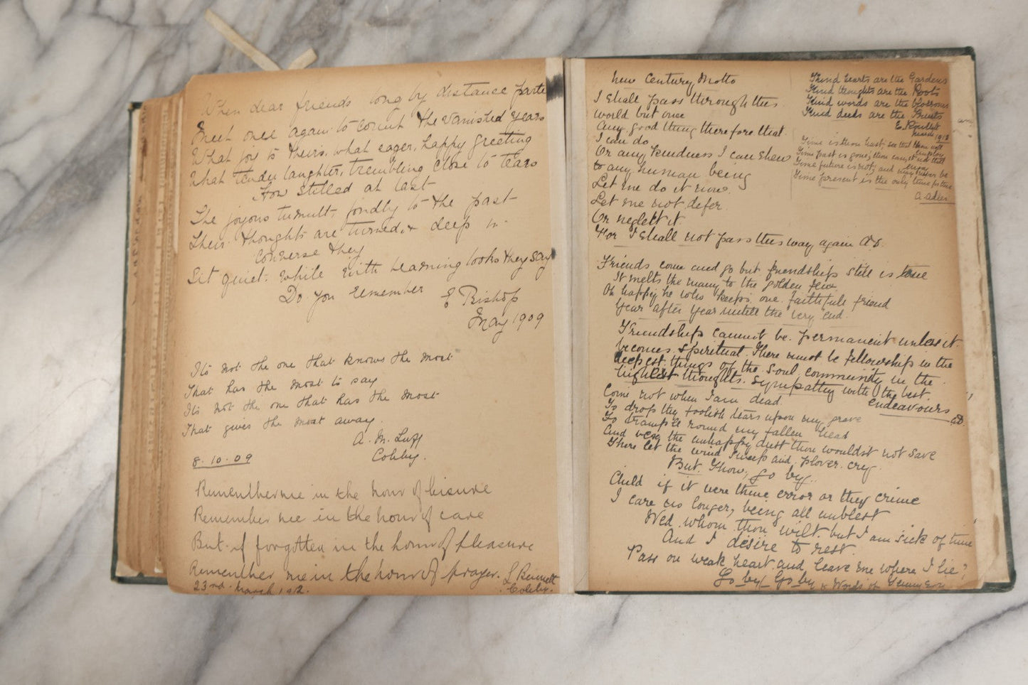 Lot 240 - Antique Snapshot Photo Album And Scrapbook Containing Dozens Of Scraps, Photos, Handwritten Poems And Entries, Watercolor And Other Paintings And Drawings, Circa 1905