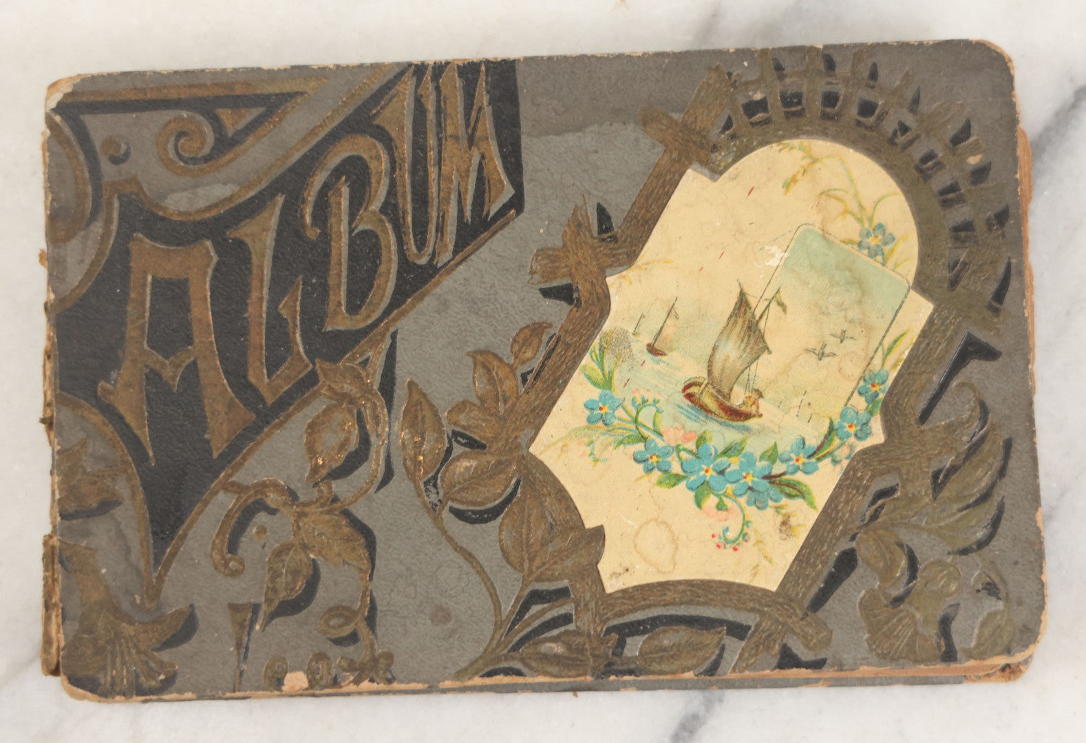 Lot 241 - Antique Snapshot And Cyanotype Photo Album Contained In A Victorian Autograph Book, Containing Photos Of The Students Of West Newbury High School, Massachusetts, Including Creative Group Shots, Beach Scenes, Playful Friends, And More