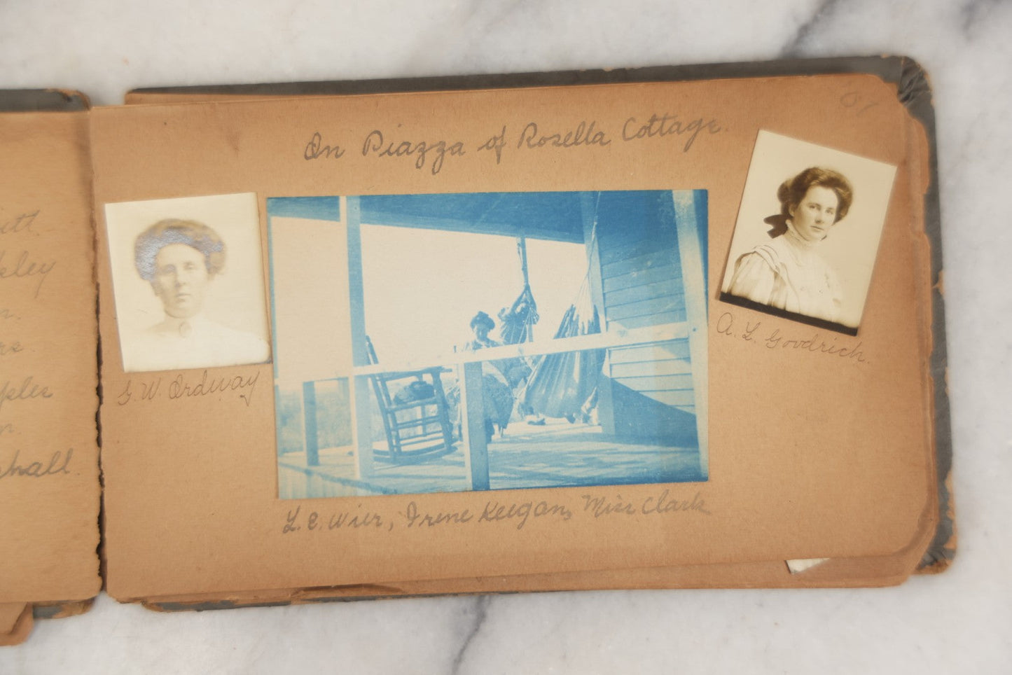 Lot 241 - Antique Snapshot And Cyanotype Photo Album Contained In A Victorian Autograph Book, Containing Photos Of The Students Of West Newbury High School, Massachusetts, Including Creative Group Shots, Beach Scenes, Playful Friends, And More