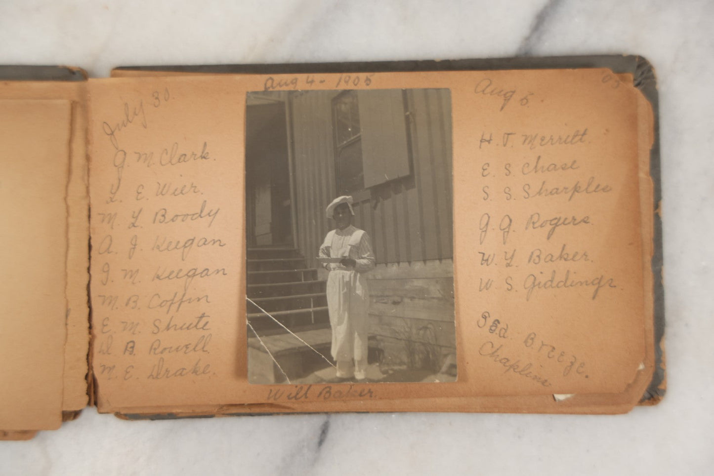 Lot 241 - Antique Snapshot And Cyanotype Photo Album Contained In A Victorian Autograph Book, Containing Photos Of The Students Of West Newbury High School, Massachusetts, Including Creative Group Shots, Beach Scenes, Playful Friends, And More